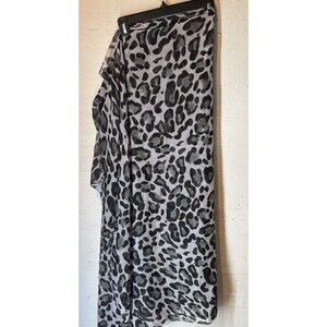 Leopard Print Scarf, Large Black & White 42"x 68" Animal Print